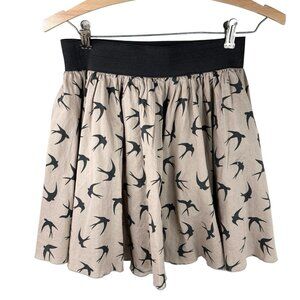 Summer Lightweight Black Bird Mini Skirt Beige Shell Women’s M Vero Moda CUTE